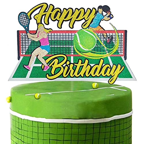 Tennis Geburtstag Kuchen Topper, Tennis Happy Birthday Party Dekoration, Sport Tennis Junkie Party Gastgeschenk für Tennisspieler Fan von Festus