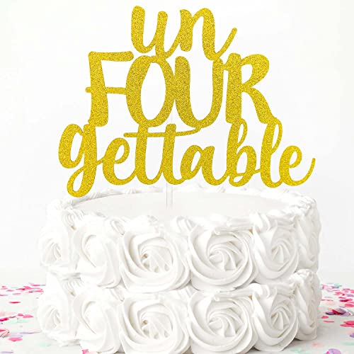 Unfourgettable 4th Birthday Cake Topper, Double Side Glitter 4th Birthday Cake Topper, Unvergessliche Fourth Birthday Party Decorations, Funny 4th Birthday Sign von Festus