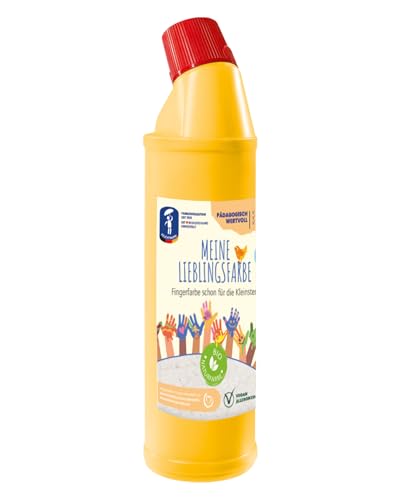Feuchtmann MEINE LIEBLINGSFARBE Edu Bottle | 900g cremige Fingerfarbe Einzelflasche | hautfreundliche Fingermalfarbe auf Wasserbasis | ungiftig, auswaschbar | Malfarben Kinder (ab 2 Jahre), FARBE:Gelb von Feuchtmann