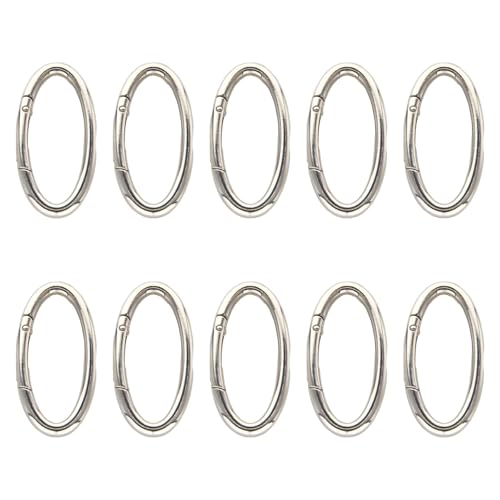 FewNvWa 10x Oval Frühling Snap Haken Schlüssel Ketten Schnalle Karabiner Snap Clip Frühling Schlüsselring für Angeln, Silber von FewNvWa