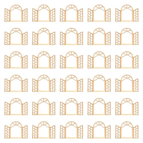 FewNvWa 30 Stück Miniatur Holzfenster Und Türen für Feenlandschaften, Bastelmaterialien Zum Gestalten, 6.7 Cm von FewNvWa