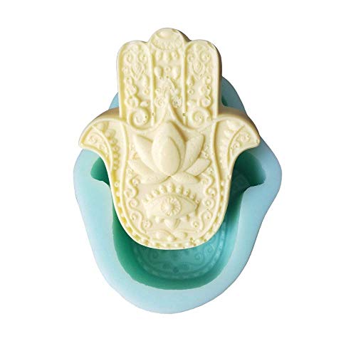 HAMSA Lotus in the Palm Silicone Soap Mold Khamsah Hamsa Hand Silicone Mold for DIY Soap Making Hand of Fatima Mascot Candle Resin Mold von Fewo