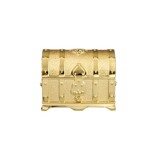 Feyarl Pirat Schatztruhe Gold Schmuckkästchen Schmuck Aufbewahrungbox Schmuckschatullen Retro Schatzkiste für Kinder Weihnachten Geburtstag Geschenk (Klein) von Feyarl