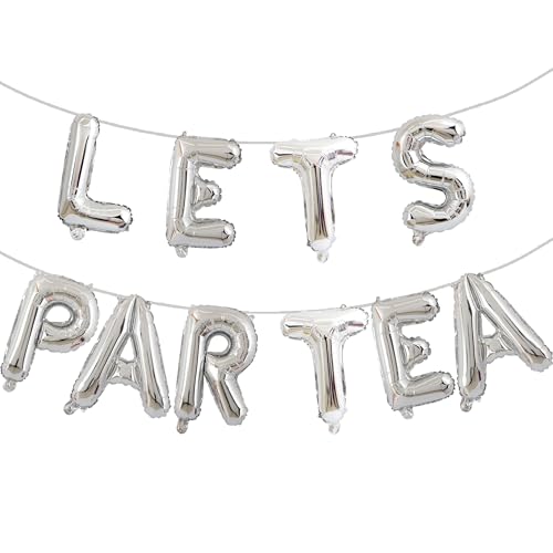 2 Set mit 20 silberfarbenen Buchstaben "Lets-Par Tea"-Ballons, 40,6 cm, Folien-Buchstaben-Dekorationen, Party-Dekoration, Silber-Buchstaben-Ballons, Let's Par Tea, Partyzubehör von Fezava