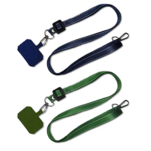 Fezf 2pcs Universal Handykette,Universale Handy Halsband einstellbares Schlüsselband,Verstellbares Handyband zum Umhängen Handyschnur Lanyard,kompatibel mit alle Smartphones(Grün + Schatz Blau) von Fezf