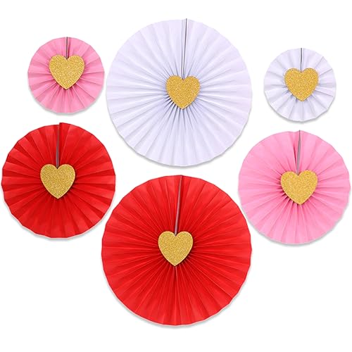 Fezf Seidenpapier Pompoms,6 Stück Herz zum Ausschneiden Hochzeit Papier Fans Fächer und Wabenbälle Dekorpapier Kit für Geburtstag Hochzeit Baby Dusche Parteien Hauptdekorationen von Fezf