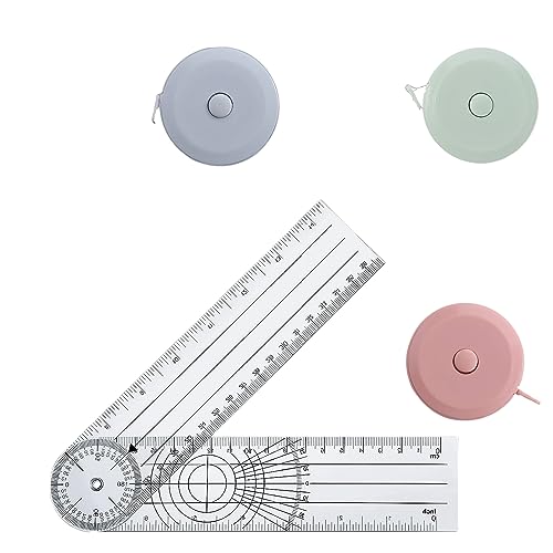 4 Stück Winkelmesser und Massband Körper Set, Goniometer Physiotherapie, Measuring Tape zum Messen von Länge, Brust, Taille usw,150cm/59in von Ffobcca