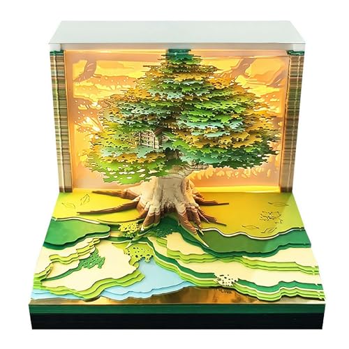 Fgbetcv Baum Tischkalender 2025 Kalender Memo Pad Schreibtisch Geschenkpapier Kalender,2025 Desk Calendar Tree,3D-Abreißkalender, Papierschnitzkunst, für Büro, Schlafzimmer, Kommoden-Dekoration von Fgbetcv