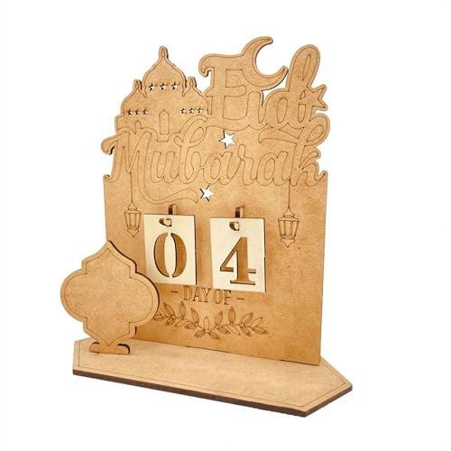 Ramadan-Adventskalender aus Holz, Eid Mubarak, Countdown-Kalender, Ramadan-Adventskalender 2025, arabisch, muslimisch, islamisch, Urlaub, Tischdekoration, Countdown-Kalender (D) von Fgbetcv