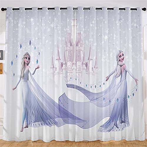 Fgolphd Anime Frozen Verdunkelungsvorhang-Set, Anna Und ELSA Olaf 3D-Druck Vorhänge Für Kinderzimmer Blickdicht Für Dekoration Wohnzimmer Schlafzimmer (100×140(BxH),12) von Fgolphd