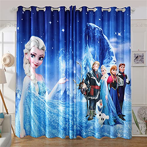 Fgolphd Anime Verdunkelungsvorhang-Set, Anna Und ELSA Olaf 3D-Druck Vorhänge Für Kinderzimmer Blickdicht Für Dekoration Wohnzimmer Schlafzimmer (150×166(BxH),8) von Fgolphd