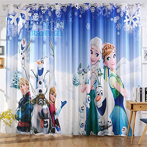 Fgolphd Anime Frozen Verdunkelungsvorhang-Set, Anna Und ELSA Olaf 3D-Druck Vorhänge Für Kinderzimmer Blickdicht Für Dekoration Wohnzimmer Schlafzimmer (280×180(BxH),11) von Fgolphd