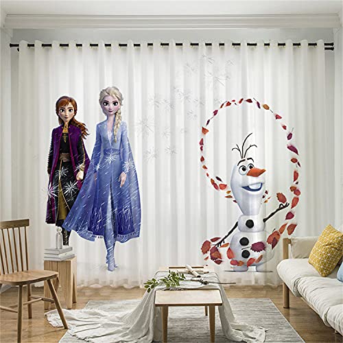 Fgolphd Anime Verdunkelungsvorhang-Set, Anna Und ELSA Olaf 3D-Druck Vorhänge Für Kinderzimmer Blickdicht Für Dekoration Wohnzimmer Schlafzimmer (280×245(BxH),2) von Fgolphd