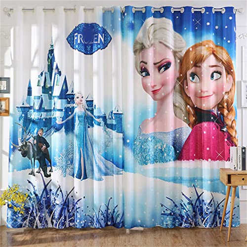 Fgolphd Anime Verdunkelungsvorhang-Set, Anna Und ELSA Olaf 3D-Druck Vorhänge Für Kinderzimmer Blickdicht Für Dekoration Wohnzimmer Schlafzimmer (100×140(BxH),1) von Fgolphd