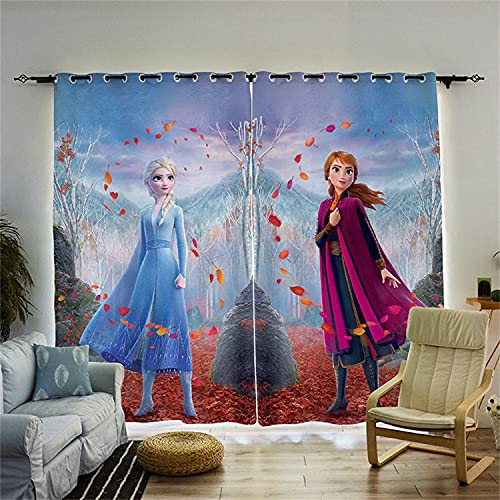 Fgolphd Anime Verdunkelungsvorhang-Set, Anna Und ELSA Olaf 3D-Druck Vorhänge Für Kinderzimmer Blickdicht Für Dekoration Wohnzimmer Schlafzimmer (100×140(BxH),5) von Fgolphd