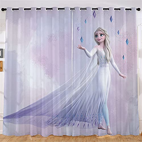 Fgolphd Anime Verdunkelungsvorhang-Set, Anna Und ELSA Olaf 3D-Druck Vorhänge Für Kinderzimmer Blickdicht Für Dekoration Wohnzimmer Schlafzimmer (220×215(BxH),7) von Fgolphd