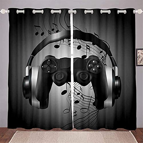 Fgolphd Gamepad Verdunkelungsvorhang Games Wasserdichter Stoff Gardinen Für Kinderzimmer,Ösen Oben Für Gardinen?100% Polyester (100×140(BxH),17) von Fgolphd