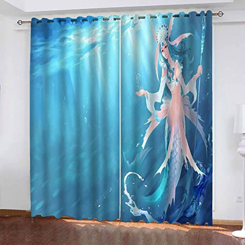 Fgolphd Gardinen Verdunklungsgardine Ösen für Schlafzimmer, Anime Mädchen Verdunkelungsvorhang-Set 2er Set für Kinderzimmer (17,100×140(BxH) cm) von Fgolphd