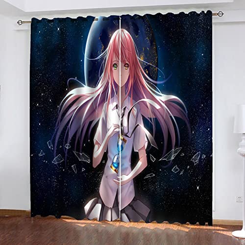 Fgolphd Gardinen Verdunklungsgardine Ösen für Schlafzimmer, Anime Mädchen Verdunkelungsvorhang-Set 2er Set für Kinderzimmer (2,280×180(BxH) cm) von Fgolphd