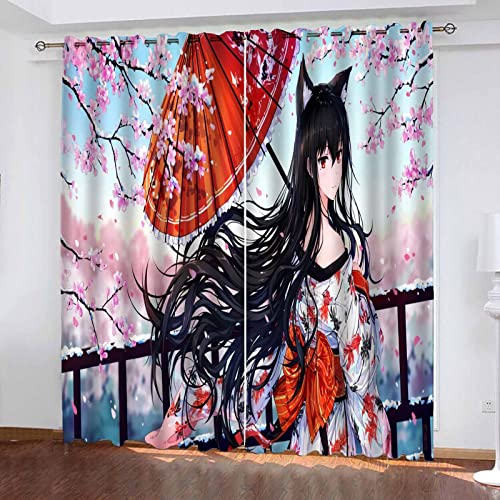 Fgolphd Gardinen Verdunklungsgardine Ösen für Schlafzimmer, Anime Mädchen Verdunkelungsvorhang-Set 2er Set für Kinderzimmer (3,220×215(BxH) cm) von Fgolphd