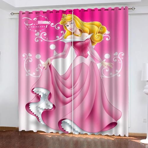 Fgolphd Gardinen Verdunklungsgardine Ösen für Schlafzimmer, Princess Meerjungfrau Prinzessin Verdunkelungsvorhang-Set 2er Set für Kinderzimmer (1,150×166(BxH) cm) von Fgolphd