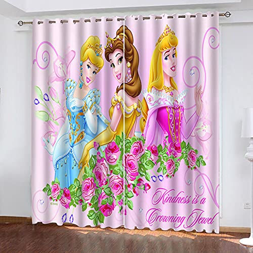 Fgolphd Gardinen Verdunklungsgardine Ösen für Schlafzimmer, Princess Meerjungfrau Prinzessin Verdunkelungsvorhang-Set 2er Set für Kinderzimmer (12,220×215(BxH) cm) von Fgolphd