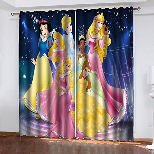 Fgolphd Gardinen Verdunklungsgardine Ösen für Schlafzimmer, Princess Meerjungfrau Prinzessin Verdunkelungsvorhang-Set 2er Set für Kinderzimmer (14,150×166(BxH) cm) von Fgolphd