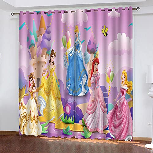 Fgolphd Gardinen Verdunklungsgardine Ösen für Schlafzimmer, Princess Meerjungfrau Prinzessin Verdunkelungsvorhang-Set 2er Set für Kinderzimmer (18,100×140(BxH) cm) von Fgolphd