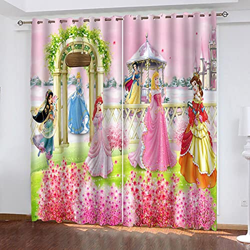 Fgolphd Gardinen Verdunklungsgardine Ösen für Schlafzimmer, Princess Meerjungfrau Prinzessin Verdunkelungsvorhang-Set 2er Set für Kinderzimmer (4,220×215(BxH) cm) von Fgolphd