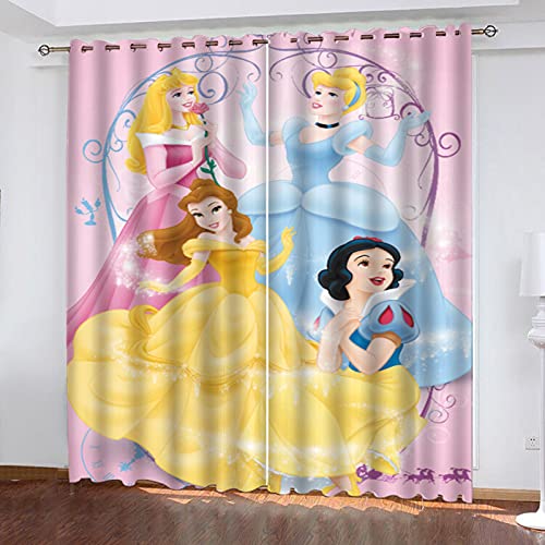 Fgolphd Gardinen Verdunklungsgardine Ösen für Schlafzimmer, Princess Meerjungfrau Prinzessin Verdunkelungsvorhang-Set 2er Set für Kinderzimmer (6,100×140(BxH) cm) von Fgolphd