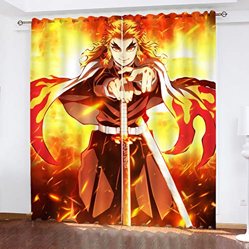 Fgolphd Japanischer Manga Demon Anime Verdunkelungsvorhänge Für Jungen Und Mädchen Schlafzimmer Kinderzimmer Perforierte Vorhänge (11,150 × 166CM) von Fgolphd