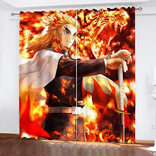 Fgolphd Japanischer Manga Demon Anime Verdunkelungsvorhänge Für Jungen Und Mädchen Schlafzimmer Kinderzimmer Perforierte Vorhänge (3,150 × 166CM) von Fgolphd