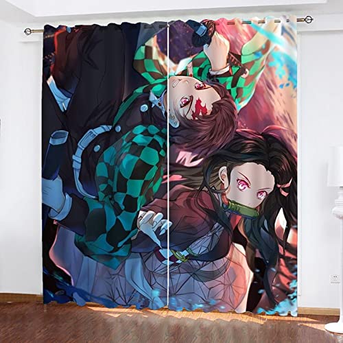 Fgolphd Japanischer Manga Demon Anime Verdunkelungsvorhänge Für Jungen Und Mädchen Schlafzimmer Kinderzimmer Perforierte Vorhänge (4,100 × 140CM) von Fgolphd