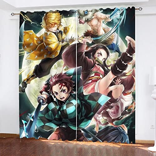 Fgolphd Japanischer Manga Demon Anime Verdunkelungsvorhänge Für Jungen Und Mädchen Schlafzimmer Kinderzimmer Perforierte Vorhänge (7,100 × 140CM) von Fgolphd