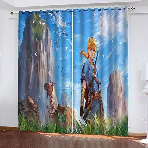 Fgolphd Zelda Gardinen Verdunklungsgardine Ösen für Schlafzimmer, Verdunkelungsvorhang-Set 2er Set für Kinderzimmer (3,100×140(BxH) cm) von Fgolphd