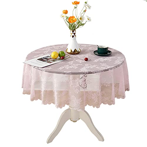 Runde rosa Spitze Tischdecke Vintage Classic Lace Lightweight Tischdecke Tischdekoration 150cm Rund von Fhberni