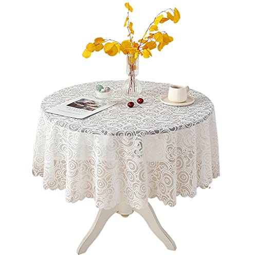 Runde weiße Spitze Tischdecke Vintage Classic Lace Lightweight Table Cloth Tischdekoration 120cm Rund von Fhberni