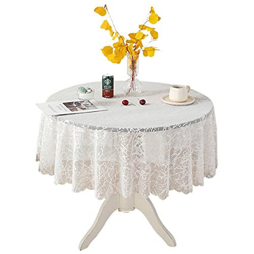 Runde weiße Spitze Tischdecke Vintage Classic Lace Lightweight Table Cloth Tischdekoration 120cm Rund von Fhberni