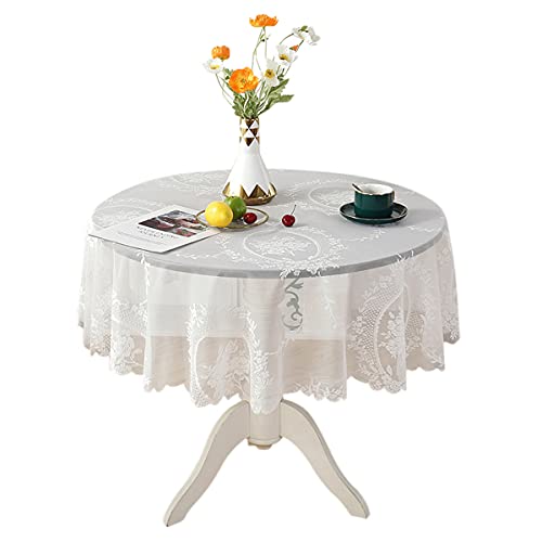 Runde weiße Spitze Tischdecke Vintage Classic Lace Lightweight Table Cloth Tischdekoration 120cm Rund von Fhberni