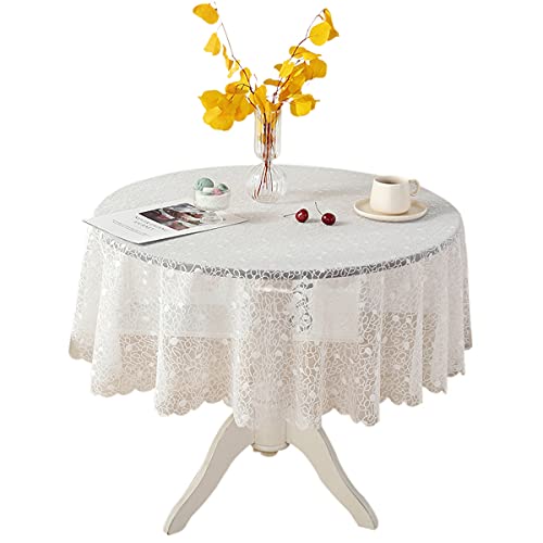 Runde weiße Spitze Tischdecke Vintage Classic Lace Lightweight Table Cloth Tischdekoration 120cm Rund von Fhberni