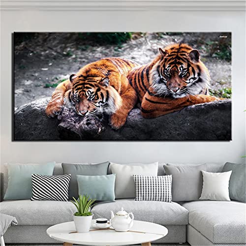 60x180cm Groß Diamond Painting Set Zwei kleine Tiger 5D Diamont Painting Bilder, Diamant Painting Kinder Full Round Diamond Dots Crystal Art Erwachsene DIY Diamond Art für Aesthetic Room Decor von Fheeao