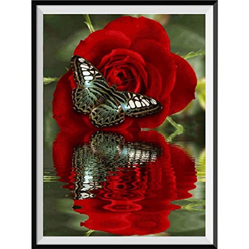 Blume Schmetterling Diamond Painting Set, 5D Diamant Painting Bilder Erwachsene Kinder DIY Mosaikherstellung Zubehör Voll Set, Diamant Malerei Art Craft für Home Wand Décor Geschenk 60x90cm Z-6172 von Fheeao