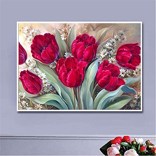 Blume Tulpe Diamond Painting Set, 5D Diamant Painting Bilder Erwachsene Kinder DIY Mosaikherstellung Zubehör Voll Set, Diamant Malerei Art Craft für Home Wand Décor Gemälde Geschenk 20x30cm Z-25 von Fheeao