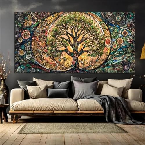 Diamond Painting Erwachsene Groß XXL 140x60cm 5D DIY Diamant Painting Bilder Lebensbaum Diamond Art Painting Kits Vollbild Retro Diamond Painting Kinder Kreuzstich Gemälde Set für Home Wand Dekor von Fheeao