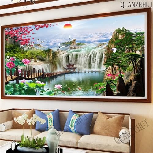 Diamond Painting Erwachsene Groß XXL 210x90cm 5D DIY Diamant Painting Bilder Fallen Diamond Art Painting Kits Vollbild See Diamond Painting Kinder Kreuzstich Gemälde Set für Home Wand Dekor von Fheeao