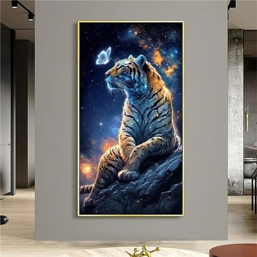 Diamond Painting Schmetterling Diamant Painting Bilder Erwachsene XXL Groß Tiger Diamond Art Painting 5D DIY Full Drill Diamant Kunst Stickerei Kreuzstich Gemälde Set Wand Art Home Dekor 90x40cm von Fheeao