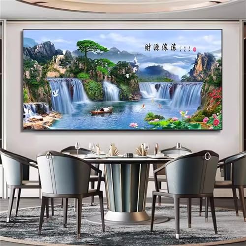 Diamond Painting See Diamant Painting Bilder Erwachsene XXL Groß Fallen Diamond Art Painting 5D DIY Full Drill Diamant Kunst Stickerei Kreuzstich Gemälde Set Wand Art Home Dekor 140x60cm von Fheeao