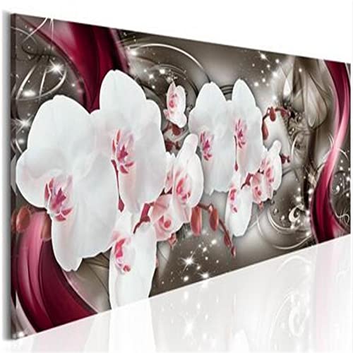 Fheeao 5D Diamond Painting Orchidee Diamant Painting Bilder DIY Diamant Malerei Strass Kreuzstich Stickerei Set Diamandhandwerk Als Geschenk für Home Dekoration Wanddekoration 30x60cm von Fheeao