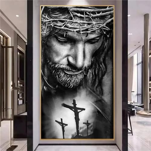 Fheeao Diamond Painting Erwachsene Groß XXL 115x50cm 5D DIY Diamant Painting Bilder Jesus Diamond Art Painting Kits Vollbild Kreuzen Diamond Painting Kinder Kreuzstich Gemälde Set für Home Wand Dekor von Fheeao