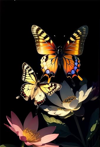 Malen nach Zahlen Erwachsene Schmetterling DIY Ölmalerei Blume Malen nach Zahlen Kinder Kits, auf Leinwand Acrylmalerei Nach Zahlen mit Pinseln Leinwand, Zimmer Deko Wohnzimmer 50x70cm (Rahmenlos) von Fheeao